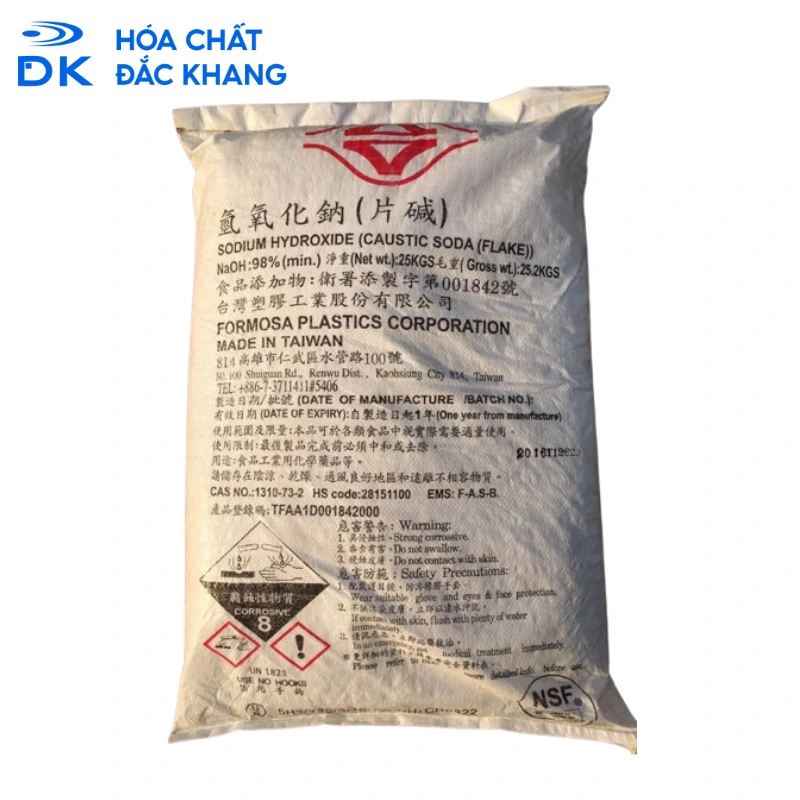 #Xút Vảy Đài Loan - NaOH 98% - Caustic Soda Flakes 25Kg/Bao 