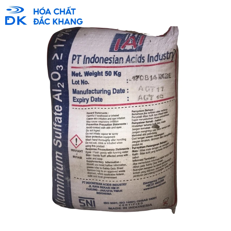 Phèn Nhôm Sunfat Al2(SO4)3.18H2O 17%, Indonesia, 25kg/Bao